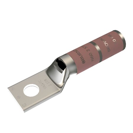 Burndy Cu Uninsul Comp Terminal Code Cond, Bvl Entry, 1 Hole/W/InspWindow, #2 YAZ2CTC14